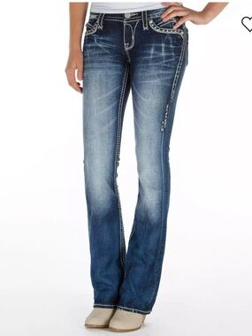 Rock Revival Gloria Boot Jeans Blue 31 Y2K Western Distressed Denim Festival